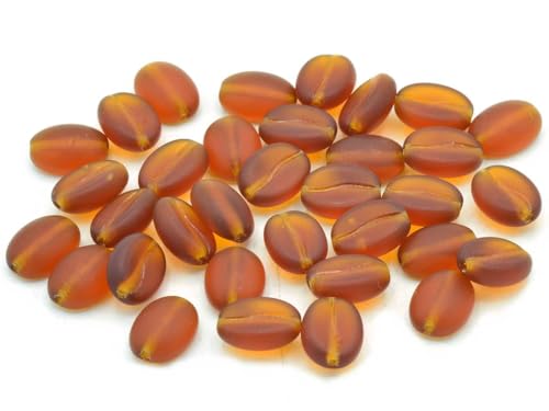 15 pcs Coffee Bean Beads 11 x 8 mm, Transparent Brown Matte (10120-84110), Bohemia Crystal Glass, Czechia 11130262 von BCV Glass