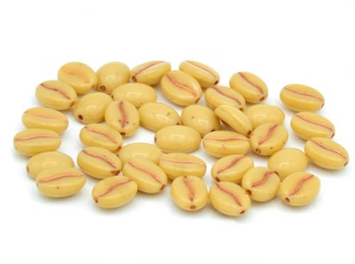 150 pcs Coffee Bean Beads 11 x 8 mm, Beige Copper Lined (13040-54307) von BCV Glass