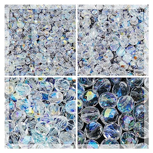 275 pcs Faceted Round Fire Polished Czech Glass Beads, 3,4,6,8 mm Set, Crystal AB von BCV Glass