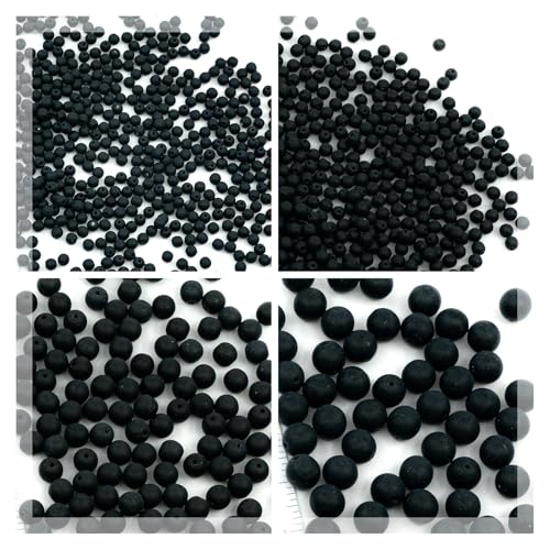 275 pcs set of Czech Round Glass Beads, Jet Black MATTED - 3mm (100pcs), 4mm (100pcs), 6mm (50pcs), 8mm (25pcs) kit for jewelry making von BCV Glass