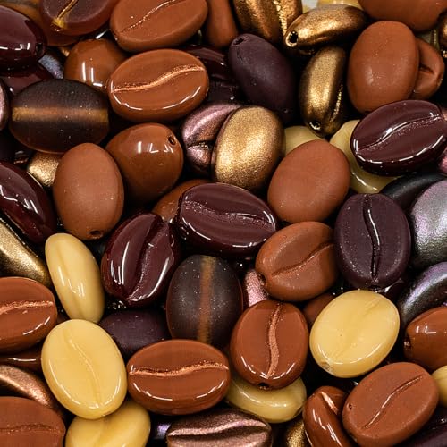 40+ Glass Coffee Bean Beads (25g) Czech Republic, 11x8mm MIX for jewelry making decorations von BCV Glass