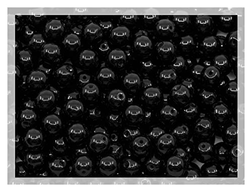 50 beads 6 mm round pressed Druck glass beads, beads for stringing, Shiny Jet Black von BCV Glass