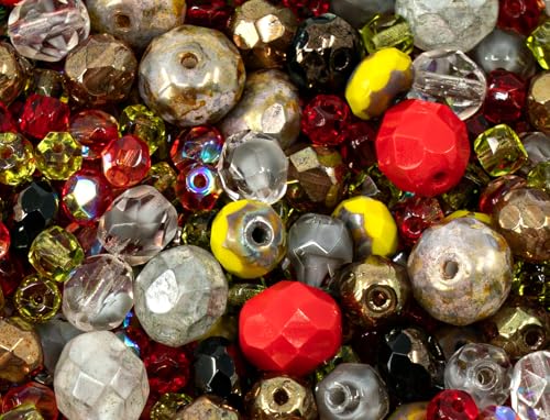 50 grams Faceted Round Fire Polished Czech Glass Beads, 50 g, Mix 05 Bright von BCV Glass