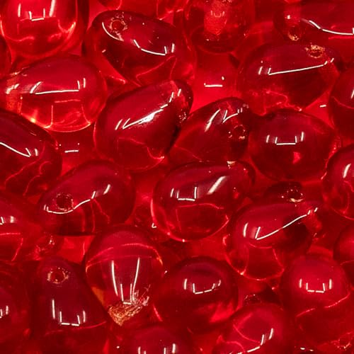 50pcs Teardrop Pear Czech Glass Beads, 6x9mm, Siam Red von BCV Glass