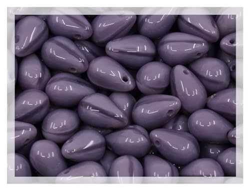 50pcs Teardrop Pear Czech Glass Beads, 6x9mm, Silk Dirty Lavender Violet (24010) von BCV Glass