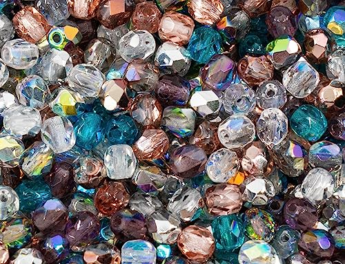 600 pcs Faceted Round Fire Polished Czech Glass Beads, 25 g, Mix 03 Transparent AB von BCV Glass