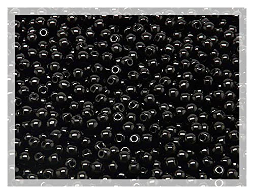 ca 600pcs (25g) 3 mm round pressed Druck glass beads, small beads for stringing, big pack Shiny Jet Black von BCV Glass