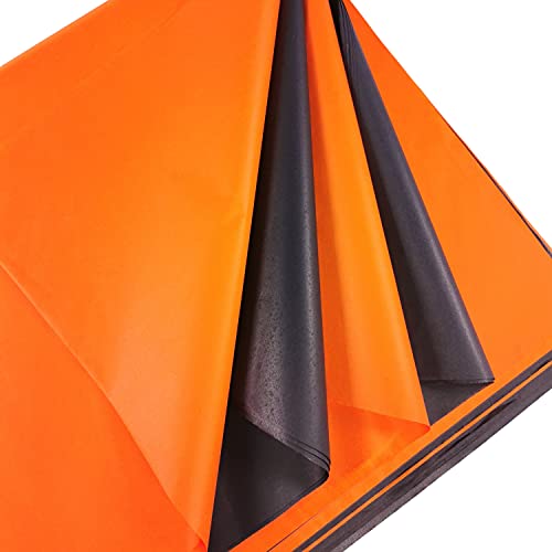 20 Halloween-Seidenpapierbögen zum Einpacken großer Bögen, Schwarz und Orange, Geschenkpapier, Seidenpapier, perfekt für Halloween Basteln und Halloween Geschenkpapier von BCreativetolearn