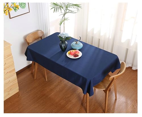 BCughia Tischdecke Rechteckig 100 x 140, Tischdecke Abwaschbar Wasserdicht Polyester Einfarbig Tischdecke für Esstisch, Marineblau von BCughia