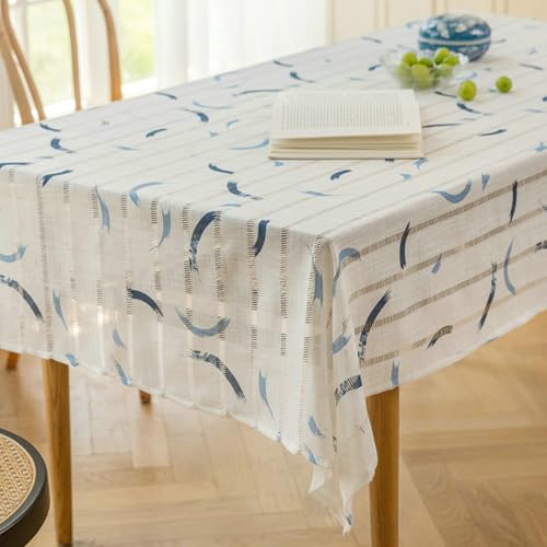 BCughia Tischdecken 100 x 160 cm Blau, Rechteckig Tischdecken Fleckenabweisend Polyester Jacquard Streifen Tischdecke für Esstisch von BCughia