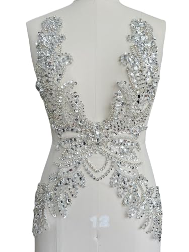 BDACY.HCMY Pure Handnähperlen Applikationen zum Aufnähen auf Schienbein, Strass, Pailletten, Besatz, Zubehör für Hochzeit, Party, Abendkleid, 78,9 x 40,6 cm (Silber) von BDACY.HCMY