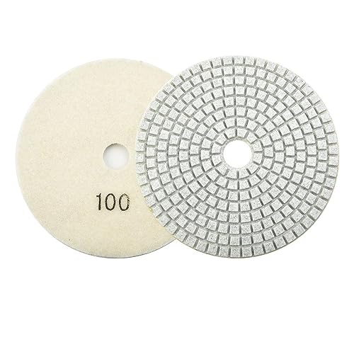 BDAYEK Polierpads 1 Stück 5 Zoll 125 mm Schleifscheiben Streifenscheibe Trocken- und Nass-Diamant-Polierpads for Granit for Winkelschleifer(Grit 100) von BDAYEK