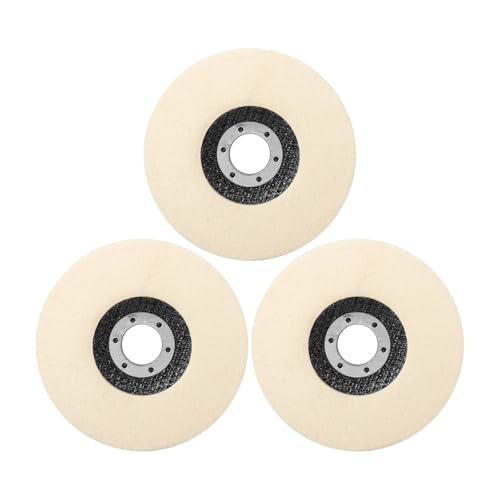 BDAYEK Polierpads 3/10 Stück Wolle Polierscheibe 115 mm Polierpads Winkelschleifer Rad Filz Polierscheibe for Metall Marmor Glas Keramik(3pcs) von BDAYEK