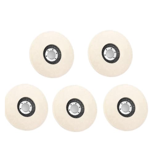 BDAYEK Polierpads 5-Zoll-Wollpolierscheiben Polierpads Winkelschleifer-Zubehör Schleifscheibe for Polieren von Metall, Glas und Keramik(5pcs) von BDAYEK