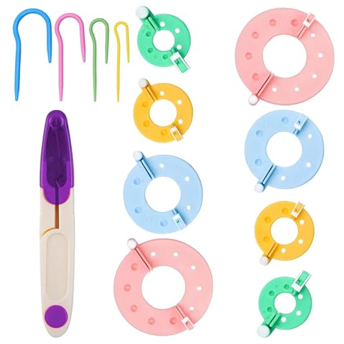 13 Pcs Pompom Maker Kits, Pompon Maker Flusen Ball Weber DIY Flusen Bälle Stricken Handwerk Making Kit Mit Nähschere Handwerk Projekt Pom Pom Maker Für Hand Making Pompoms Bälle Zu Hause von BDBFPAN