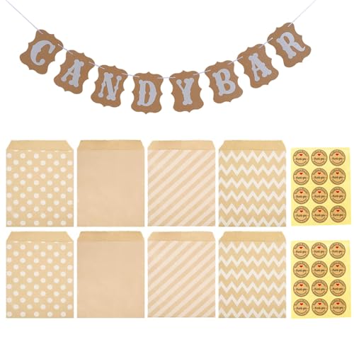 24 Stück Candybar Zubehör Set mit 1 Wimpel und 24 Aufkleber Candy Bar, Kiosk Zubehör Candy Bar ZubehöR Geeignet für Freien Hochzeiten und Feste von BDBFPAN