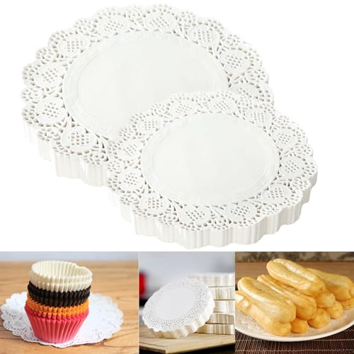 BDBFPAN 200 Stück Tortenspitzen, weiß tassenuntersetzer Papier, Elegantes und praktisches Tortenpapier, ideal für Tisch- und Tellerunterlage Hotel Party Hochzeit Geburtstag(14.5cm and 11.4cm) von BDBFPAN