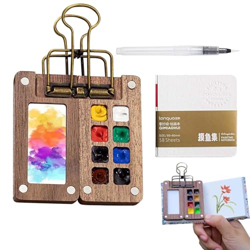 Mini Aquarell Set, Reise Aquarell Set, Multifunktional Mini Aquarell Farbe Set Reisen Mit Sie Stift Und Notizbuch Mit, Für Professionelle Künstler, Studenten Menschen Zeichnen (Nicht Enthalten Farbs) von BDBFPAN