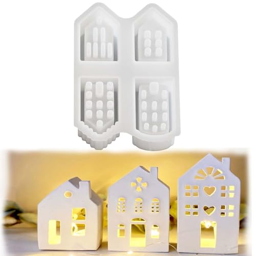 4Pcs Silikonform Haus, Silikonform Weihnachten, Langlebig und Vielfältig in der Vielfalt Silikonformen Gießformen Weihnachten, Ideale Geschenkauswahl und Schöne Wohnkultur von BDBFPAN