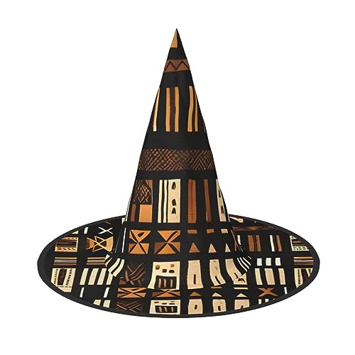 BDDFN Afrikanischer Schlammtuch Tribal Print Halloween Vielseitiger Hexenhut Erwachsene Halloween Hut Vollparty Hexenkostüm von BDDFN