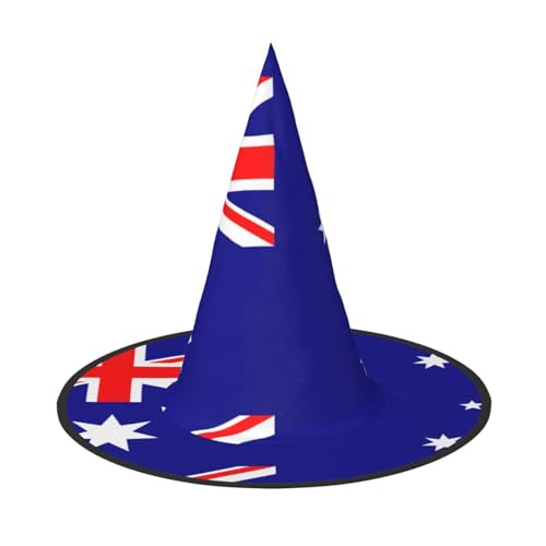 BDDFN Australische Flagge Druck Halloween Vielseitiger Hexenhut Erwachsene Halloween Hut Vollparty Hexenkostüm von BDDFN