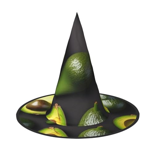 BDDFN Avocado Obst Muster Druck Halloween Vielseitiger Hexenhut Erwachsene Halloween Hut Full Party Hexenkostüm von BDDFN