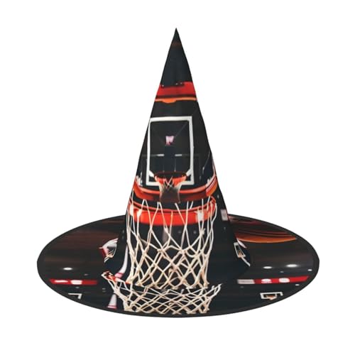 BDDFN Basketball Druck Halloween Vielseitiger Hexenhut Erwachsene Halloween Hut Vollparty Hexenkostüm von BDDFN