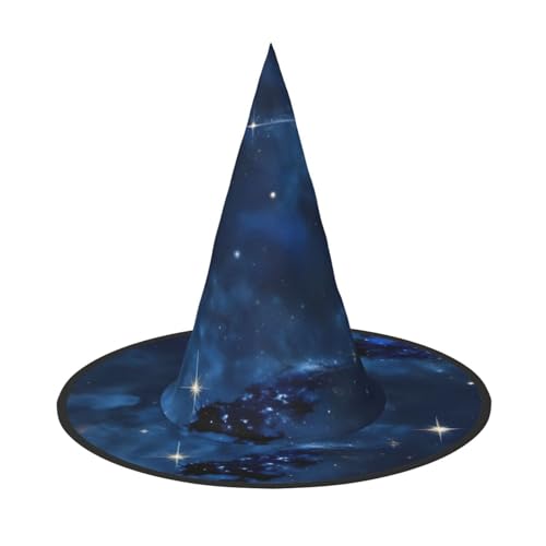 BDDFN Blauer Galaxie-Druck Halloween Vielseitiger Hexenhut Erwachsene Halloween Hut Full Party Hexenkostüm von BDDFN