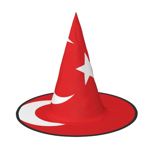 BDDFN Flagge der Türkei Druck Halloween Vielseitiger Hexenhut Erwachsene Halloween Hut Vollparty Hexenkostüm von BDDFN