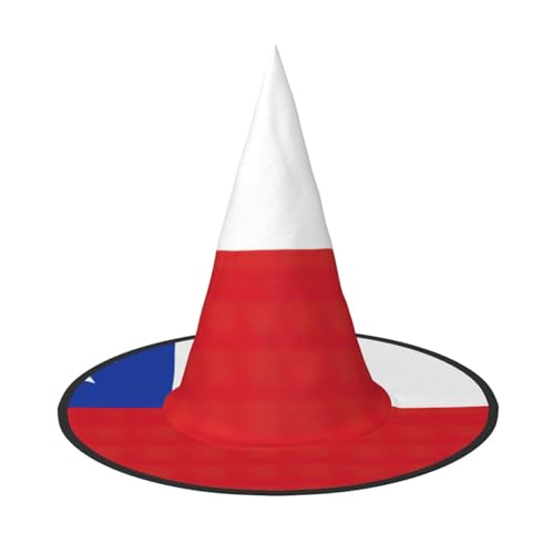 BDDFN Flagge von Chile Druck Halloween Vielseitiger Hexenhut Erwachsene Halloween Hut Vollparty Hexenkostüm von BDDFN