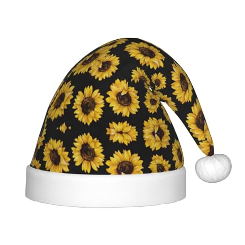 BDDFN Goldene Sonnenblumen-Aufdruck, für Weihnachten, Party, Outdoor, Weihnachtsmannmütze, Urlaub, Party, Kopfbedeckung, Zubehör von BDDFN