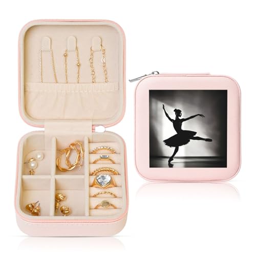 BDDFN Schmuckschatulle mit Ballerina-Tanz-Druck, tragbar, quadratisch, Aufbewahrungsbox, Box, Ohrringe, Halsketten, besondere Anlässe von BDDFN