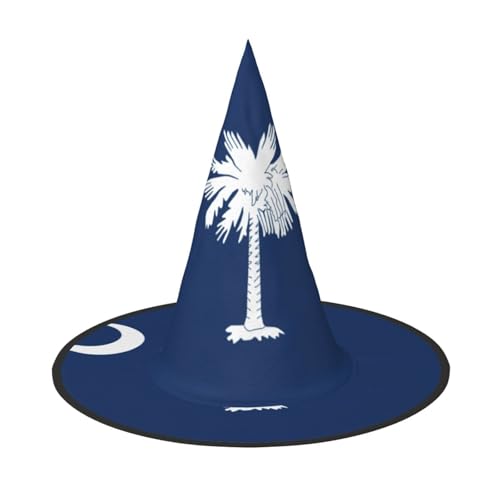 BDDFN South Carolina Flagge Druck Halloween Vielseitiger Hexenhut Erwachsene Halloween Hut Vollparty Hexenkostüm von BDDFN