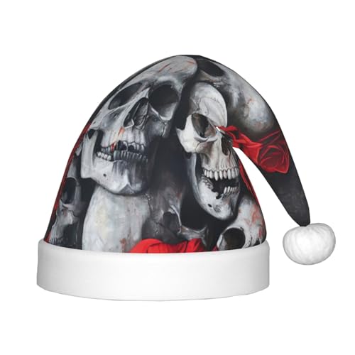 BDDFN Stirnbänder mit Totenkopf und roter Rose für Weihnachten, Party, Outdoor, Weihnachtsmannmütze, Urlaubsparty, Kopfbedeckung von BDDFN