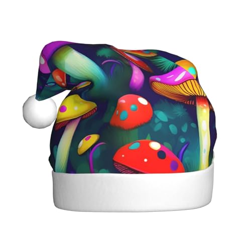 Bright Mushrooms Kunstdruck, Weihnachtsmütze, Weihnachtsmannmütze, Erwachsene, Urlaubsmütze mit Weihnachtsfeier-Zubehör, Kostüme von BDDFN