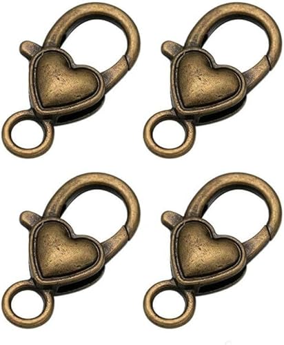 10 Stück Herz-Karabinerverschluss, Haken, Clip, Schnalle, Druckknopf, DIY-Schlüsselanhänger, Schmuckherstellung, Tasche, Anhänger, Anschlusszubehör, 1 Ab, 14 x 26 mm von BDDSAX