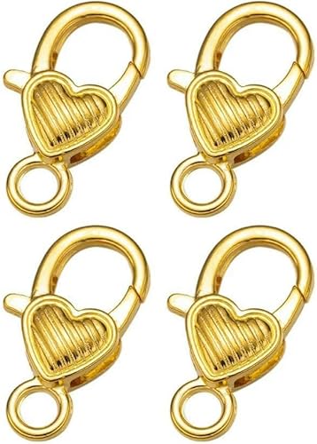 10 Stück Herz-Karabinerverschluss, Haken, Clip, Schnalle, Druckknopf, DIY-Schlüsselanhänger, Schmuckherstellung, Tasche, Anhänger, Anschlusszubehör, 2 Gd, 14 x 26 mm von BDDSAX