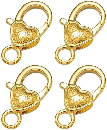 10 Stück Herz-Karabinerverschluss, Haken, Clip, Schnalle, Druckknopf, DIY-Schlüsselanhänger, Schmuckherstellung, Tasche, Anhänger, Anschlusszubehör, 4 Gd, 14 x 26 mm von BDDSAX