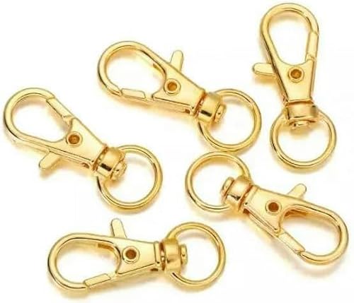 10 Stück drehbare Karabinerhaken, Schlüsselanhänger, geteilter Schlüsselverbinder für Taschen, Gürtel, Hundeketten, DIY-Schmuckherstellung, Gold, 23 x 9 mm von BDDSAX