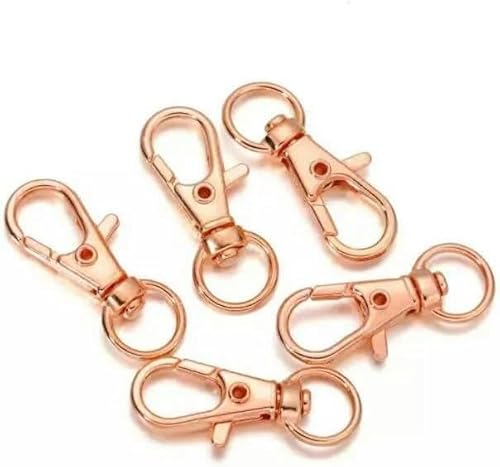 10 Stück drehbare Karabinerhaken, Schlüsselanhänger, geteilter Schlüsselverbinder für Taschen, Gürtel, Hundeketten, DIY-Schmuckherstellung, Roségold, 23 x 9 mm von BDDSAX