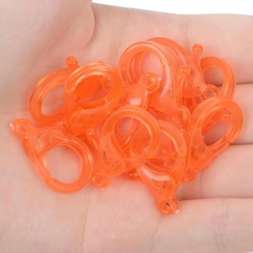 50 Stück Kunststoff-Karabinerhaken in Bonbonfarbe, transparent, Endverbinder zum Herstellen von Schlüsselanhängerzubehör, Orange-Transparent, 35 x 25 mm, 50 Stück von BDDSAX