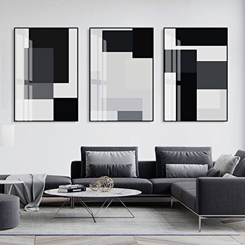 Abstrakt Schwarz Weiß Block Leinwand Wand Bilder Geometrische Leinwand Bild Poster Kunstdruck Bilder Für Wohnzimmer Dekoration 40x60cmx3 Ungerahmt von BDHcdfAJGf