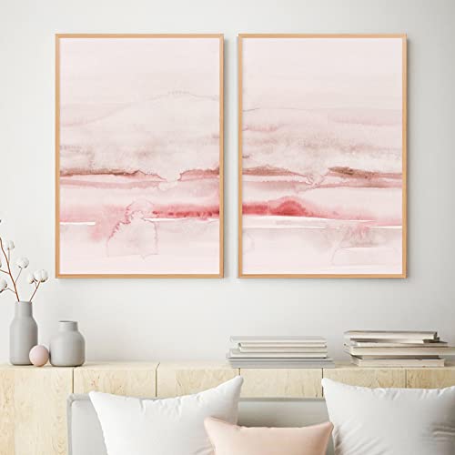 Blush Pink Abstraktes Aquarell Leinwand Gemälde Poster und Kunstdrucke Moderne minimalistische Wand Bilder Bilder für Wohnzimmer Wohnkultur 40 x 60 cm x 2 ungerahmt von BDHcdfAJGf