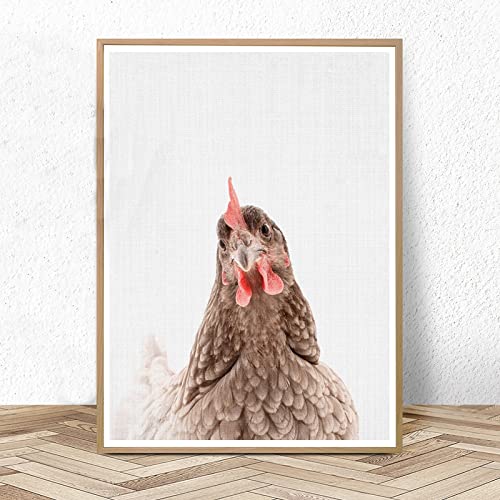 Huhn Bauernhof Tier Wand Bilder Leinwand Bild Hahn Hen Chook Kindergarten Poster und Kunstdrucke Bilder für Kinderzimmer Wohnkultur 40 x 60 cm ungerahmt von BDHcdfAJGf