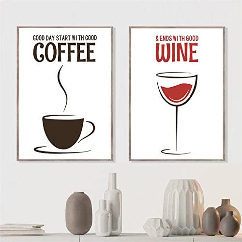 Nordic Kaffee Wein Küche Wand Bilder Poster Guten Tag Stern Mit Guten Kaffee Rotwein Bilderdruckdruck Zitate Leinwand Gemälde Wohnkultur 50x70cmx2 Ungerahmt von BDHcdfAJGf