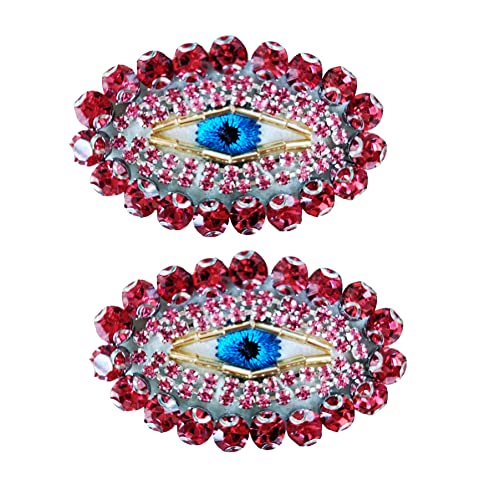 2 Stück Rot Bling Kristall Strass Ägypten Böser Blick Patch, Niedlich Bestickte Aufnähen Patches für DIY Rucksäcke Jacke T-Shirt Kleidung von BDIHS