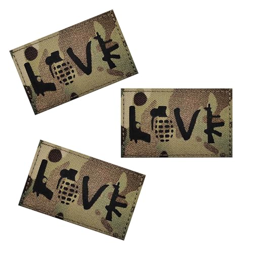 3 Stück Lustige Militärische Liebe IR Infrarot Reflektierender Patch, Camouflage Armee Liebe Flagge Taktischer Patch für Hut Taschen Rucksack Kleidung von BDIHS