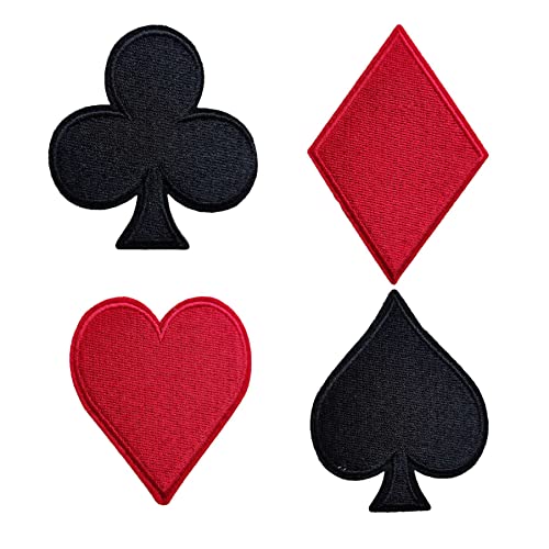 4 Stück Poker Club Diamant Herz Spaten Aufbügler Aufnäher Aufnäher Emblem Abzeichen für Rucksäcke Jeans von BDIHS