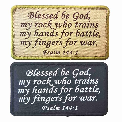 Bibel Christus Psalm 144:1 Taktischer Patch, Bibelvers Blessed Be God My Hands for Battle Stickerei Moral Patches Set für Caps Taschen Rucksäcke Taktische Weste von BDIHS