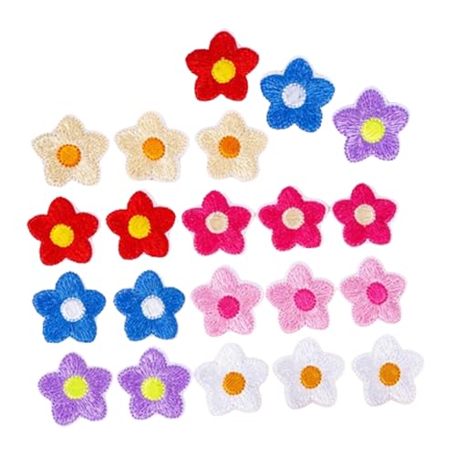 Bundle 21 Stück coole kleine bunte Blütenblatt-Sakura-Aufnäher, dekorativer kleiner Gänseblümchen-Aufnäher für Taschen, Hüte, Rucksäcke, Jeans von BDIHS